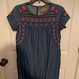 Denim Embroidered Dress